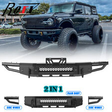 2 IN 1 Front Bumper+D-Ring Mount+License Plate Bracket For 2021-2023 Ford Bronco picture