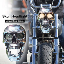 Motorbike LED Skull Headlight Lamp 12v Head Light Custom For Harley Honda picture