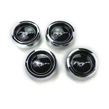 NEW SET OF 4 Mustang Magnum 500 Wheel Center Caps Black Silver Horse 1965-1973 picture