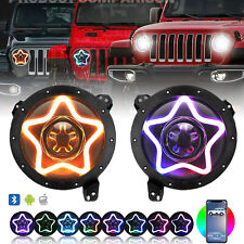 2X Star Style 7Inch RGB LED Headlights w/Amber Turn Signal for 2018+ Wrangler JL picture