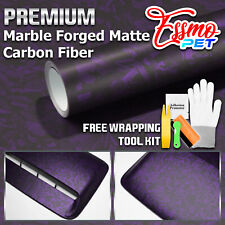 ESSMO PET Marble Forged Matte Carbon Fiber Royal Purple Car Vehicle Vinyl Wrap picture