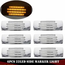 6 x Amber Thin Side Marker Lights Clearance 22 LED Chrome For Freightliner 12V picture