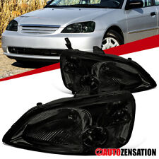 Fit 2001-2003 Honda Civic Coupe Sedan Smoke Headlights Lamps Assembly Left+Right picture