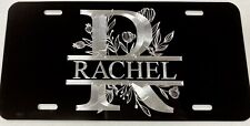 Custom YOUR Name Engraved in Flowers Car Tag Diamond Etched Metal License Plate picture