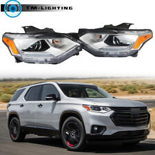 Pair Headlights For Chevy Traverse 2018-2021 HID/Xenon LED DRL Chrome Headlamps picture