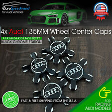 Audi 135mm Black Chrome Wheel Rim Spyder Center Hub Caps 4PC Set 4F0601165N OE picture