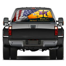 Thank You Lord Faith Cross Flag Back Rear Window Decal Sticker See Through Us picture