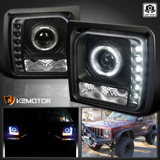 Black Fits 1997-2001 Jeep Cherokee LED Strip Projector Headlights Lamps 97-01 picture