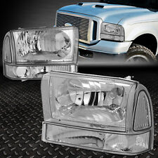 FOR 99-04 FORD F250 F350 SUPER DUTY CHROME HOUSING CLEAR CORNER HEADLIGHT LAMPS picture