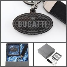 BUGATTI 3D carved Real Carbon Fiber Keychain Keyring Personalized gifts picture