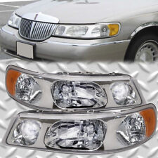Fits 1998-2002 Lincoln Town Car Headlights Set Halogen Performance Lens picture