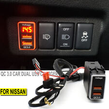 QC3.0 Quick Charger Dual-USB Phone Adapter Port LED Digital Voltmeter For Nissan picture