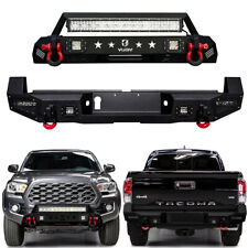 Vijay Fits 2016-2023 Tacoma Black Texture Front and Rear Bumper w/LED Lights picture