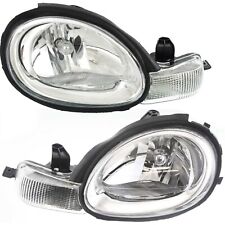 Headlight Set For 2000-02 Dodge Chrysler Neon Left and Right Chrome Interior 2Pc picture