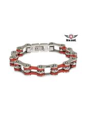 Red & Stainless Steel Motorcycle Chain Bracelet picture