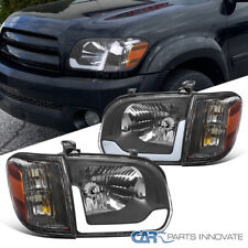 Black Fits 2005-2006 Toyota Tundra 05-07 Sequoia LED Tube Headlights+Corner Lamp picture
