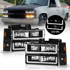 Fits 94-98 Chevy C10 C/K Silverado Tahoe LED Tube Headlights+Corner+Bumper Lamps picture