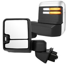 Pair Fits 2019-2022 GMC Serria 1500 Power Heated Chrome Tow Mirrors W/signal picture