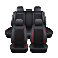 FOR TUNDRA 5-SEAT Leather Seat Covers Full Set Cushion Protector Black+Red picture