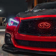 FOR 2014-2024 INFINITI Q50 COLOR CHANGING RGB LED BADGE GRILL EMBLEM Gloss Black picture