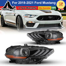 For 2018-2023 Ford Mustang LED Projector Headlights DRL Lamps Black Clear Pair picture