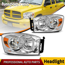 Chrome Amber Headlights Set for 2006-2008 Dodge Ram 1500 2006-2009 Ram 2500 3500 picture