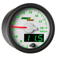 52mm White MaxTow Volt Voltage Gauge Meter w Green Digital + Analog Readouts picture