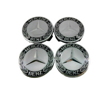 SET OF 4 Mercedes-Benz Silver & Black 75MM Wheel Rim Center Hub Caps AMG WREATH picture