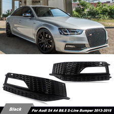 Gloss Black Front Fog Light Grille For Audi S4 A4 B8.5 S-Line Bumper 2013-2016 picture