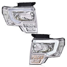 Pair Chrome/Clear LED DRL Headlights Front Lamps Fit For 09-14 Ford F-150 Pickup picture