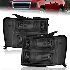 2X Smoked Headlights Assembly For 2007-13 GMC Sierra 1500 2007-14 2500HD 3500HD picture
