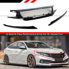 FOR 19-2021 HONDA CIVIC COUPE SEDAN JS STYLE HI FLOW GLOSS BLK MESH FRONT GRILLE picture