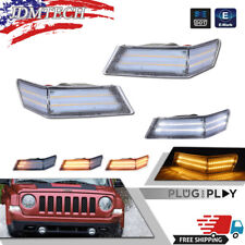 Clear Switchback LED DRL Turn Signal Light Front Pair Set for 07-14 Jeep Patriot picture