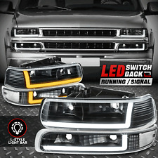 [Switchback Dual L-LED DRL] For 99-06 Silverado Suburban Headlights Black/Clear picture