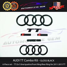 AUDI TT Emblem GLOSS BLACK Grill Trunk Ring S Line quattro Badge Kit 2011-2015 picture