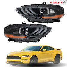 Headlights For 2018-2020 Ford Mustang Clear LED DRL Black Projector Lamps RH+LH picture