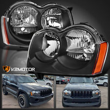 Fits 2005 2006 2007 Jeep Grand Cherokee Headlights Headlamps Black Left+Right picture