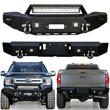 Fit 2018-2020 Ford F150 Steel Front/Rear Bumper W/Winch Plate&LED Lights picture