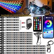 16PC RGB Bluetooth Motorcycle LED Light Under Glow Neon Strip Remote Control Kit picture