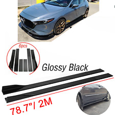 78.7'' Glossy Black Side Skirt Rocker Panel Lips For Mazda 2 3 5 6 CX-3 CX-5 picture