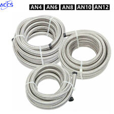 4AN/6AN/8AN/10AN/12AN Stainless Steel Braided CPE Fuel/Oil/Gas Hose Line Silver picture