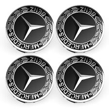 4PCS 75mm Wheel Center Hub Caps Cover Logo Emblem For Mercedes-Benz Black picture