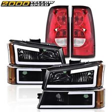 FIT FOR SILVERADO AVALANCHE 03-07 BLACK/CLEAR LED DRL HEADLIGHTS + TAIL LIGHTS picture