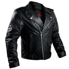 LEATHER ARMOR BIKER MOTORCYCLE JACKET MEN BRANDO CAFE RACER DUAL SPORTS RIDING picture