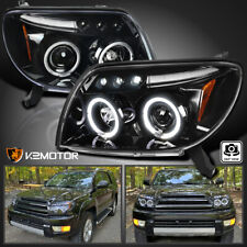 Jet Black Fits 2003-2005 Toyota 4Runner LED Halo Projector Headlights Lamps L+R picture
