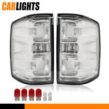 Fit For 14-19 Chevy Silverado Pair Clear Chrome Tail Lights Brake Lamps w/ Bulbs picture