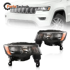For 2016-2021 Jeep Grand Cherokee Black Halogen Headlight Headlamps Left & Right picture