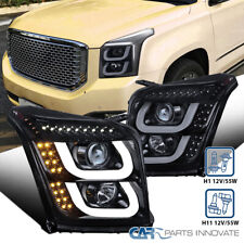 Smoke Projector Headlights Fits 2015-2018 GMC Yukon XL LED Strip Tube Left+Right picture