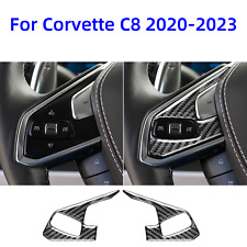 2x REAL Soft Carbon Fiber 3 Button Steering Wheel Frame For Corvette C8 20-2023 picture
