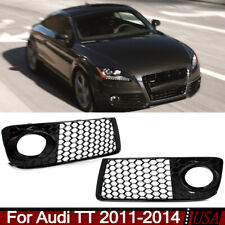 For Audi TT 2011-2014 Honeycomb Front Bumper Fog Light Grille Cover Gloss Black picture